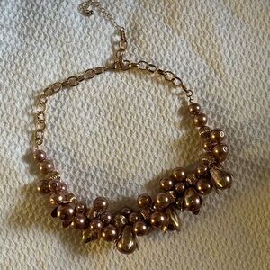 Statement Necklace, Purple Pink, Beads, Flowers